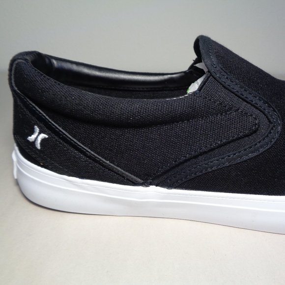 Hurley Size 10.5 M ARLO SLIP Black Canvas Sneakers Loafers New Men's Shoes - Picture 3 of 14